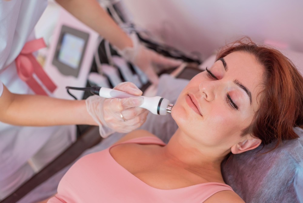 Woman receiving laser skin resurfacing